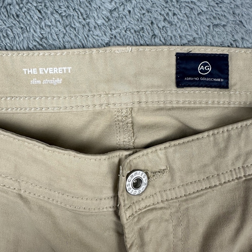 AG Adriano Goldschmied Pants Mens 38x29 Tag 38x32 Beige Everett Slim Straight - Picture 2 of 11